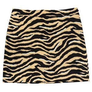 Talbots Zebra Print Skirt | Petite 14P | Black Beige Cotton Blend‎ Mini